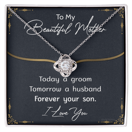 To My Mom Necklace From Son, Mother's Day Necklace Gift For Her, Beautiful Mother Love Knot Necklace Gift For Mom Bonus Mom On Mothers Day, Anniversary, Birthday, Mother And Son Jewelry For Mother