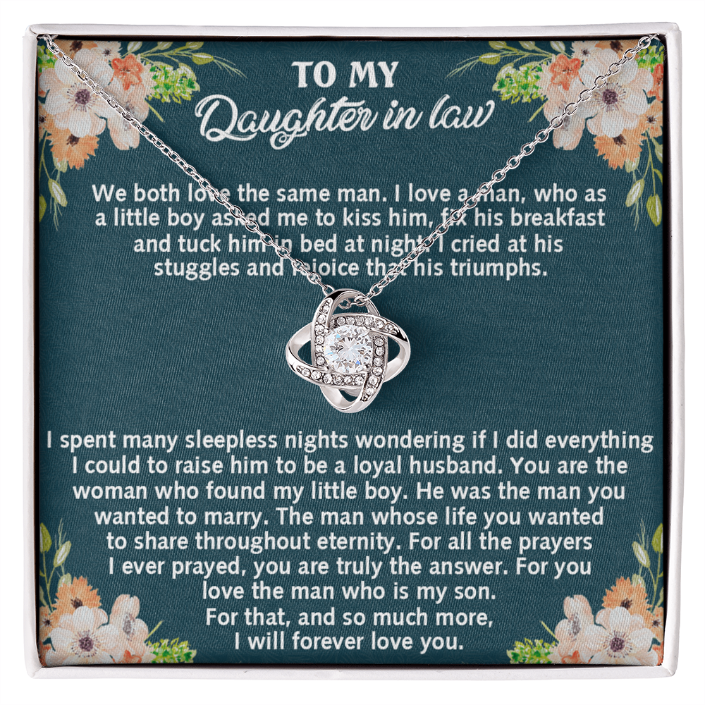 Mother And Daughter -  Daughter in Law Love Knot Necklace, To My Daughter Daughter-in-Law Necklace From Parent Gift On Birthday Gift, Graduation Gift Christmas, We Both Love The Same Man Necklace