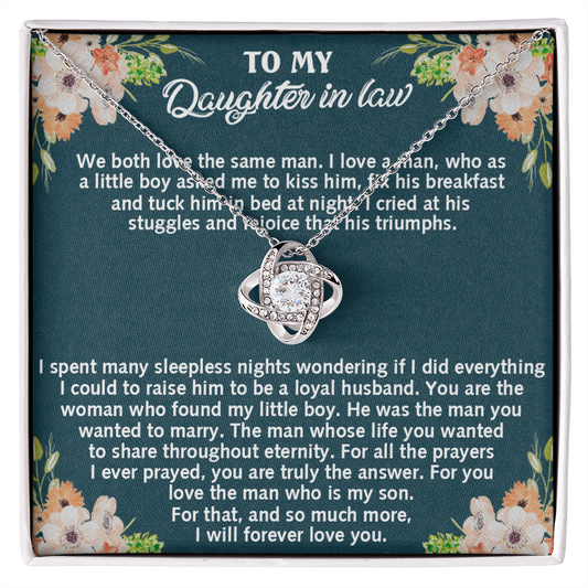 Mother And Daughter -  Daughter in Law Love Knot Necklace, To My Daughter Daughter-in-Law Necklace From Parent Gift On Birthday Gift, Graduation Gift Christmas, We Both Love The Same Man Necklace