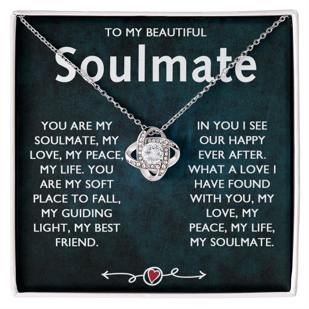 To My Beautiful Soulmate Necklace, Gift Necklace for Soulmate, Love Knot Necklace for Girlfriend, Soulmate Jewelry, Future Wife Gift Necklace, Necklace for Wife from Husband 14k White Gold