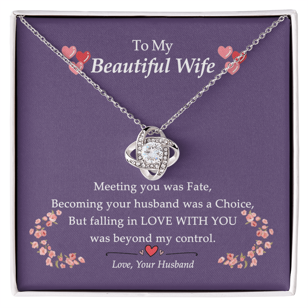 To My Beautiful Wife Necklace From Husband Love With You Pendant Gift For Wife, Wife Gift Necklace, Husband To Wife Gift Love Knot Pendant Gift From Men Jewelry Gift For Women Soulmate Gift Necklace