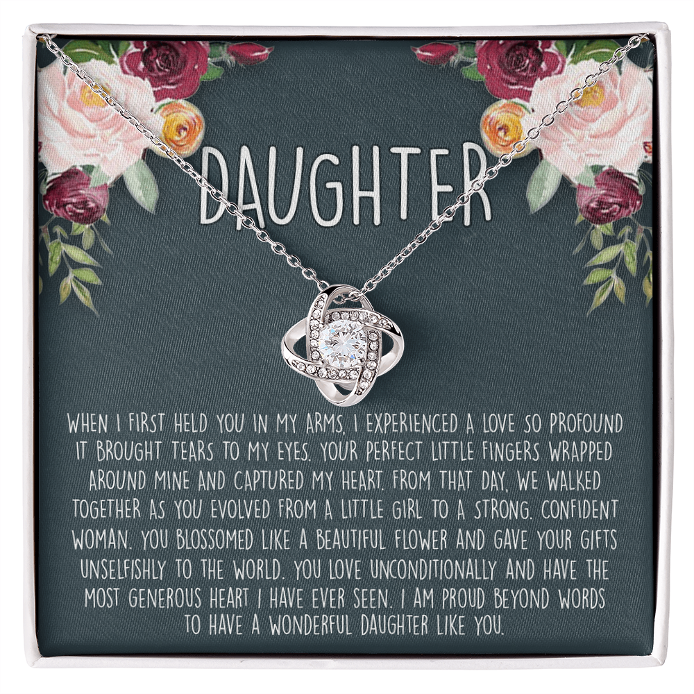 To My Daughter Love Knot Necklace From Parent And Daughter Love Knot Pendant Gift For Daughter From Mother Father To Daughter Love Knot Jewelry Gift For Girls, Wonderful Daughter Necklace