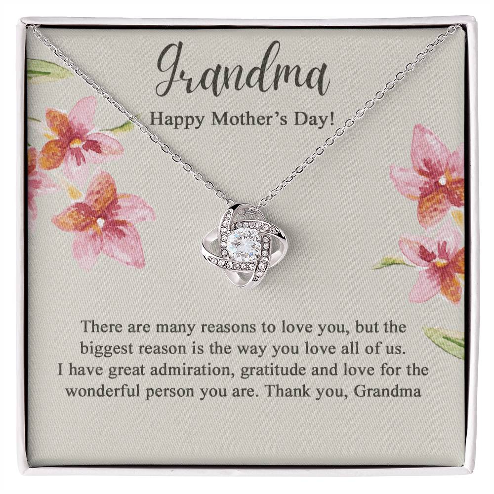 Grandma Gift Necklace - To My Grandma Love Knot Necklace from Granddaughter, Happy Mother's Day Necklace - Jewelry Gifts for Grandmother, Mimi, Gigi, Grammy on Mothers Day, Birthday, Christmas
