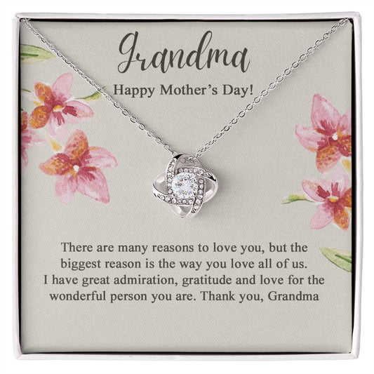 Grandma Gift Necklace - To My Grandma Love Knot Necklace from Granddaughter, Happy Mother's Day Necklace - Jewelry Gifts for Grandmother, Mimi, Gigi, Grammy on Mothers Day, Birthday, Christmas