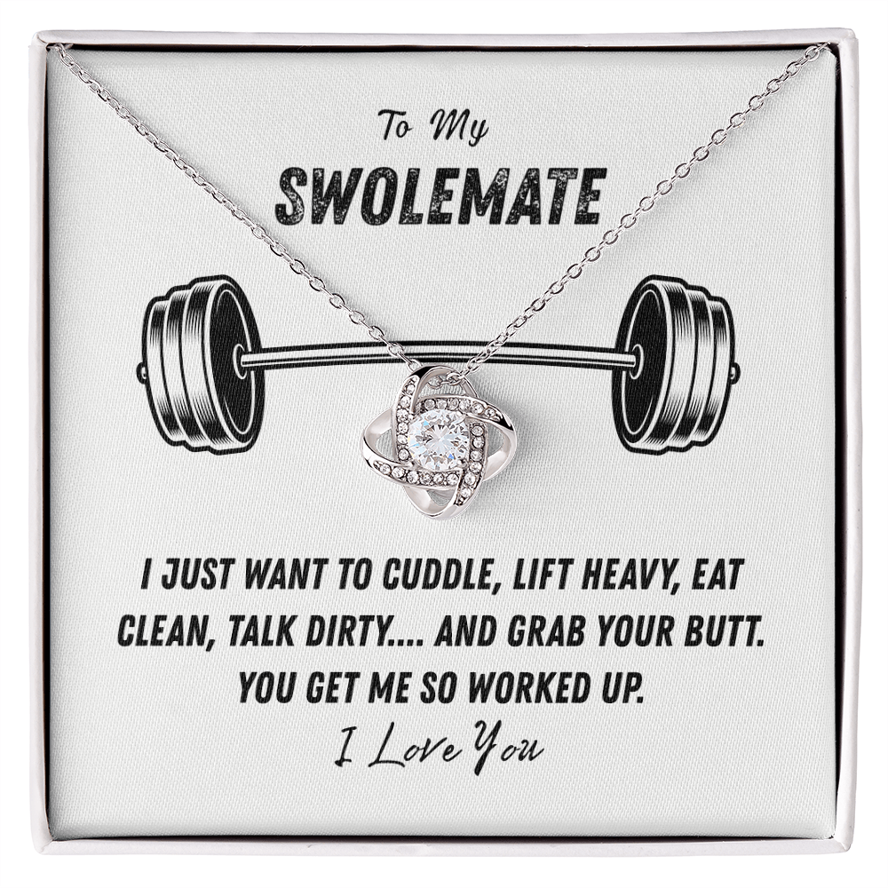To My Swolemate Love Knot Necklace From Husband, Necklace Gift For Swolemate, Necklace Pendant, Swolemate Necklace, Birthday, Wedding Day, Necklace For Women, Swolemate Cubic Zirconia Necklace