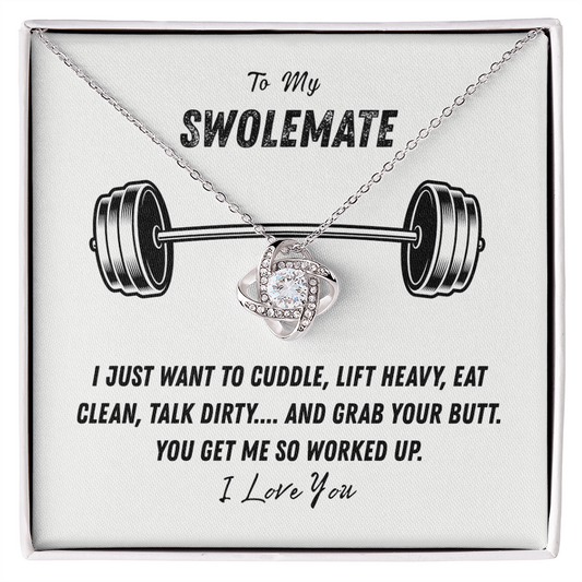 To My Swolemate Love Knot Necklace From Husband, Necklace Gift For Swolemate, Necklace Pendant, Swolemate Necklace, Birthday, Wedding Day, Necklace For Women, Swolemate Cubic Zirconia Necklace
