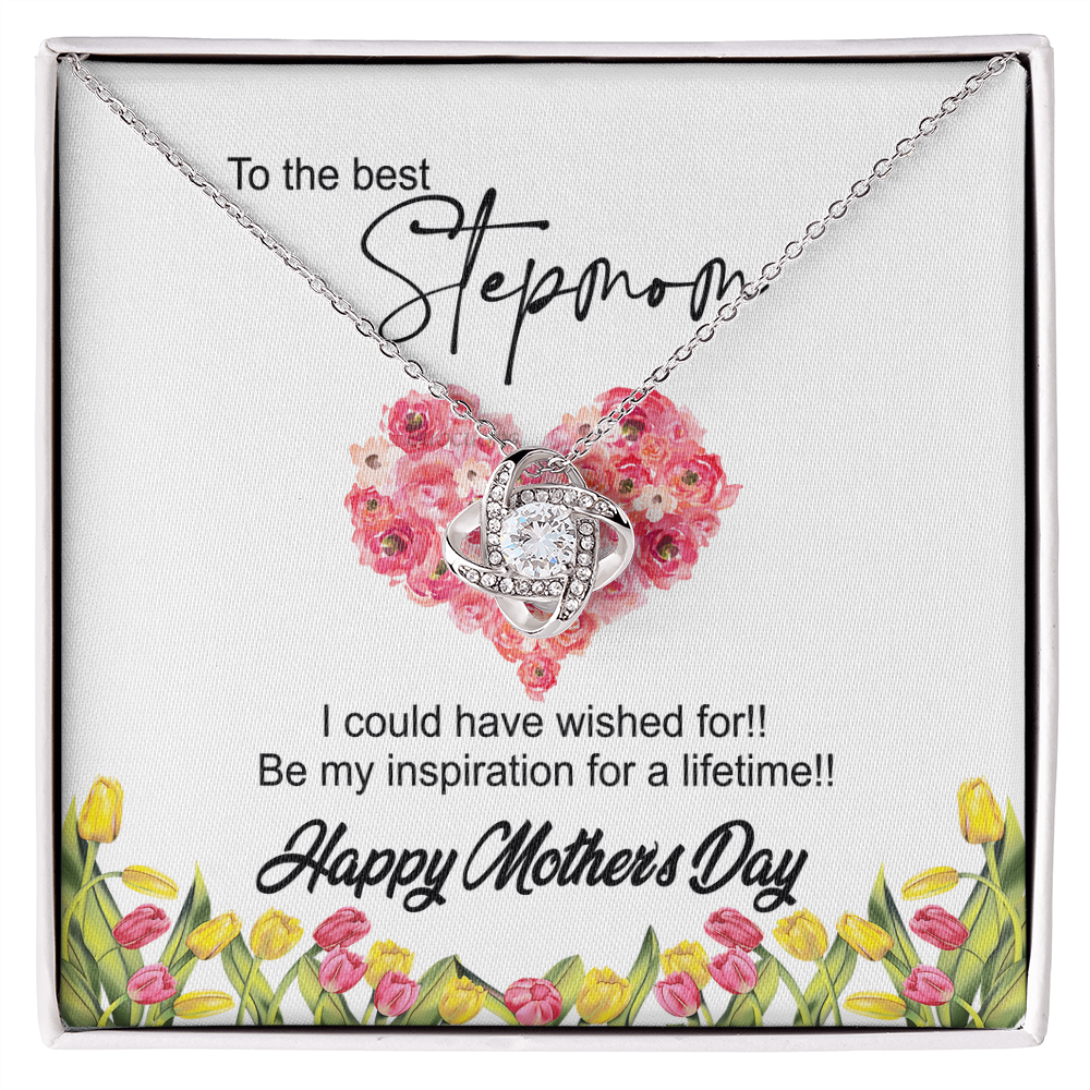 To The Best Stepmon Necklace, Happy Mother's Day Necklace Gift From Daughter, Son To My Step Mom Necklace From Daughter, Stepmom Gift Necklace, Boyfriend's Mom Gift Necklace, Love Knot Gift For Mom