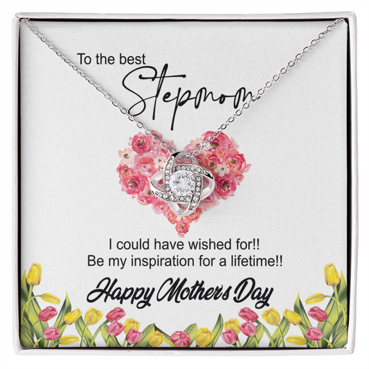 To The Best Stepmon Necklace, Happy Mother's Day Necklace Gift From Daughter, Son To My Step Mom Necklace From Daughter, Stepmom Gift Necklace, Boyfriend's Mom Gift Necklace, Love Knot Gift For Mom