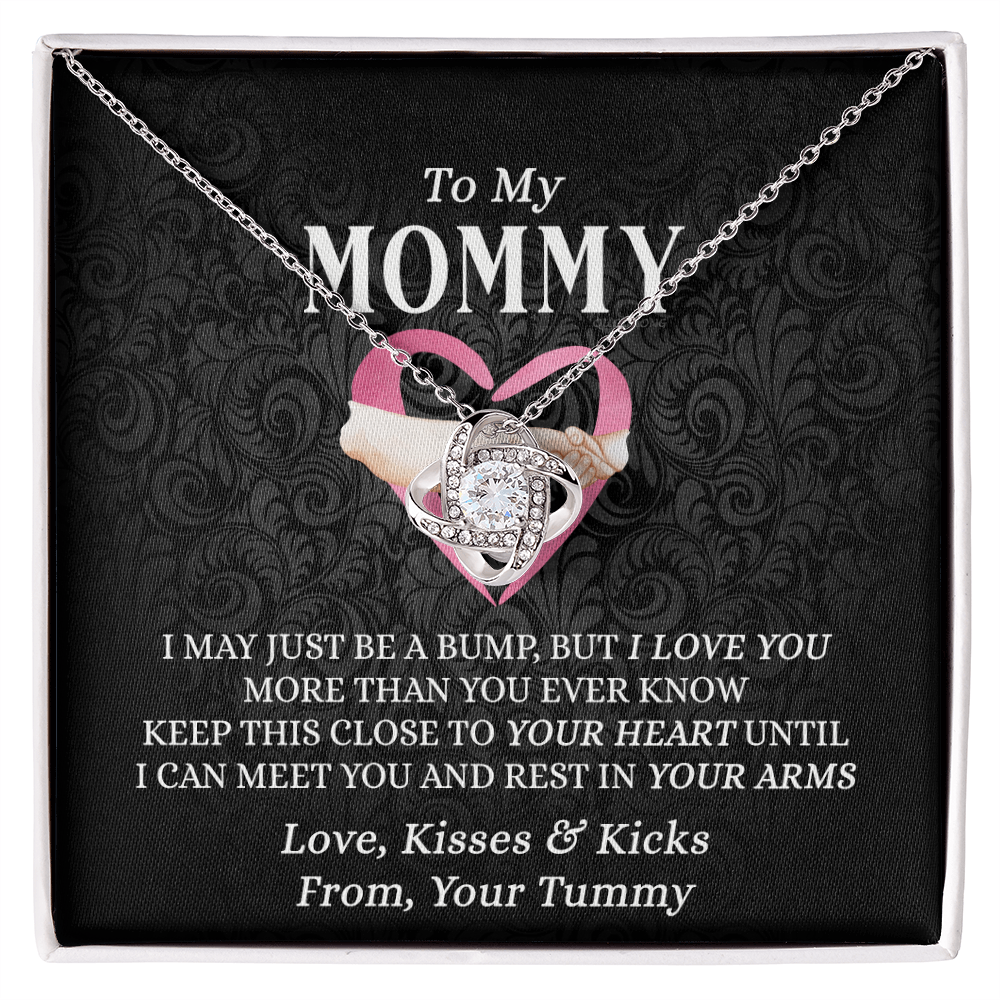 To My Mommy Gift Necklace, Mommy Love Knot Necklace From Tummy, Future Mom Gift Necklace, Pregnancy Gifts Necklace for First Time Moms, Sentimental Gift for Mothers, Mom To Be Gift Necklace