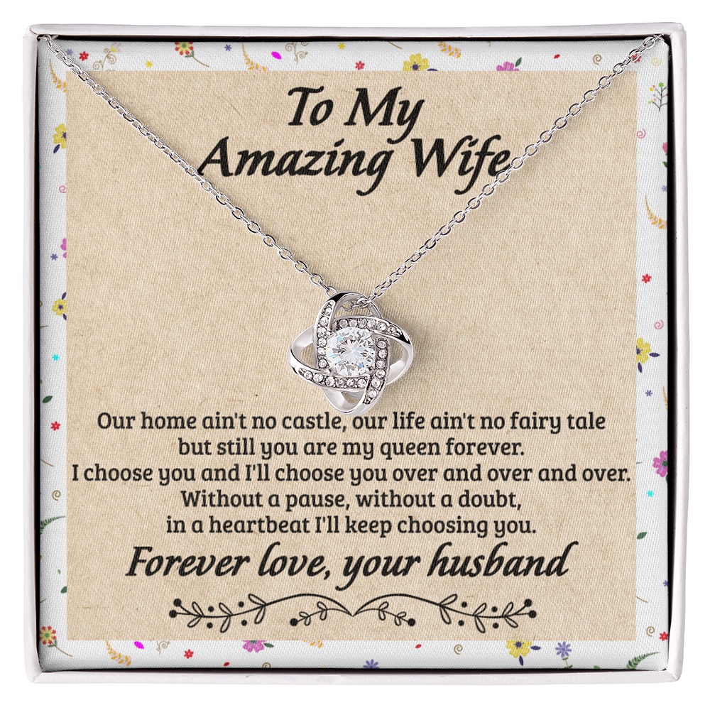 To My Wife Necklace From Husband, Amazing Wife Gift Necklace, Husband And Wife Love Knot Necklace - Necklace For Amazing  Wife From Husband, Wife Necklace On Anniversary, Valentine Day, Christmas