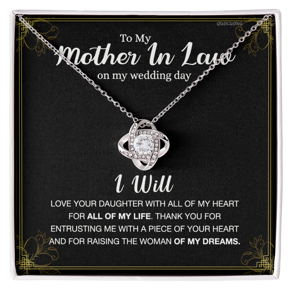Mother In Law Gift Necklace, To My Mother In Law Love Knot Necklace Gift From Daughter, Mother In Law On My Weding Day Necklace, The Love Knot Necklace Gift On Wedding Day For Mother In Law Jewelry