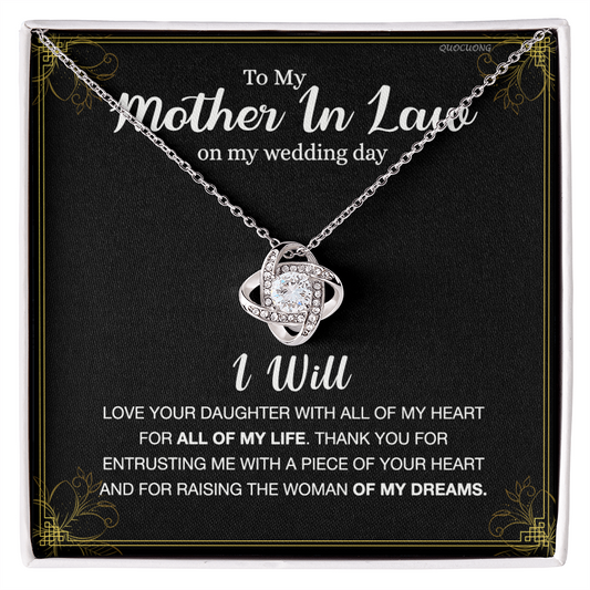 Mother In Law Gift Necklace, To My Mother In Law Love Knot Necklace Gift From Daughter, Mother In Law On My Weding Day Necklace, The Love Knot Necklace Gift On Wedding Day For Mother In Law Jewelry