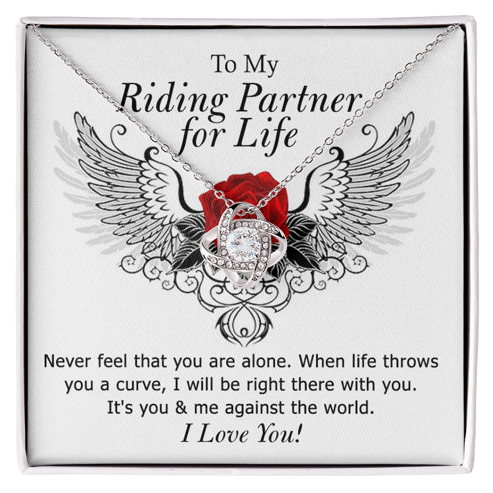 To My Riding Partner for Life Love Knot Necklace, Gift Necklace For Girlfriend, Gift Necklace To My Wife, Soulmate Gift Necklace For Her Luxury Jewelry Necklaces Gift On Birthday, Xmas, Anniversary