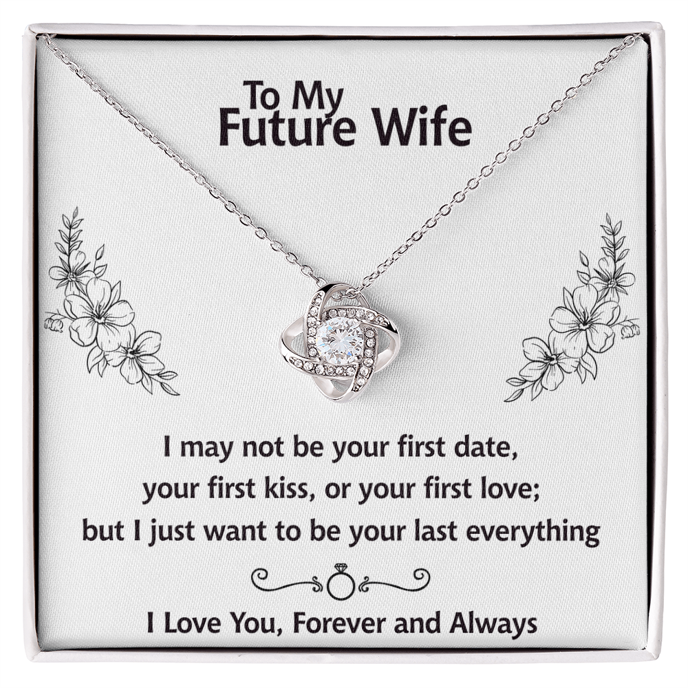To My Future Wife Necklace, Love Knot Necklace For Girlfriend With Box And Message Card Soulmate Gift Necklace, Necklace For Her From Boyfriend, Jewelry Gift For Women, One Year Anniversary Pendant