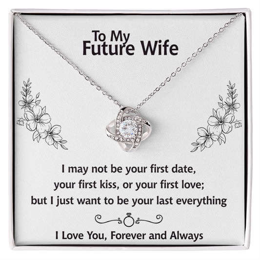 To My Future Wife Necklace, Love Knot Necklace For Girlfriend With Box And Message Card Soulmate Gift Necklace, Necklace For Her From Boyfriend, Jewelry Gift For Women, One Year Anniversary Pendant