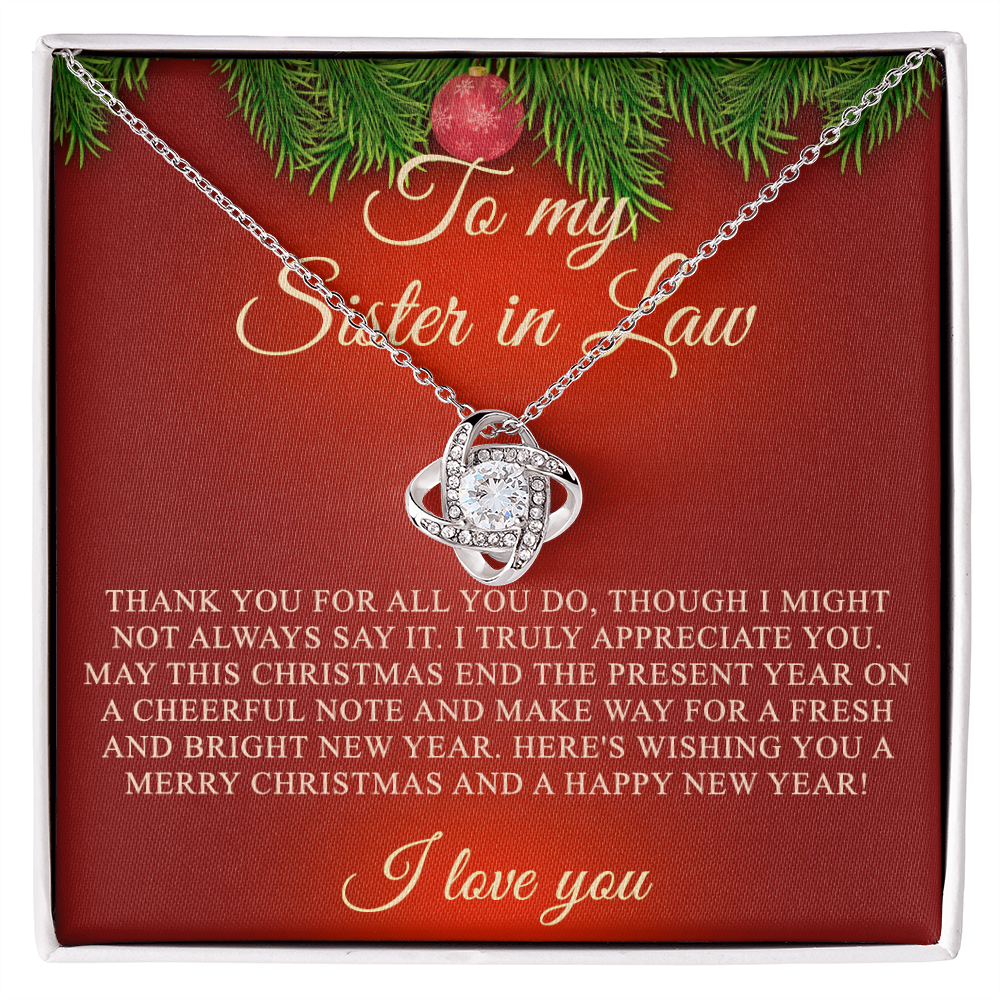 To My Sister-in-Law Love Knot Necklace From Sister, I Love You Sister Gift Necklace, Sister-in-Law Gift Pendant, Love Knot Jewelry Gift For Girls Sister In Law From Brother And Unbiological Sister