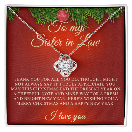 To My Sister-in-Law Love Knot Necklace From Sister, I Love You Sister Gift Necklace, Sister-in-Law Gift Pendant, Love Knot Jewelry Gift For Girls Sister In Law From Brother And Unbiological Sister