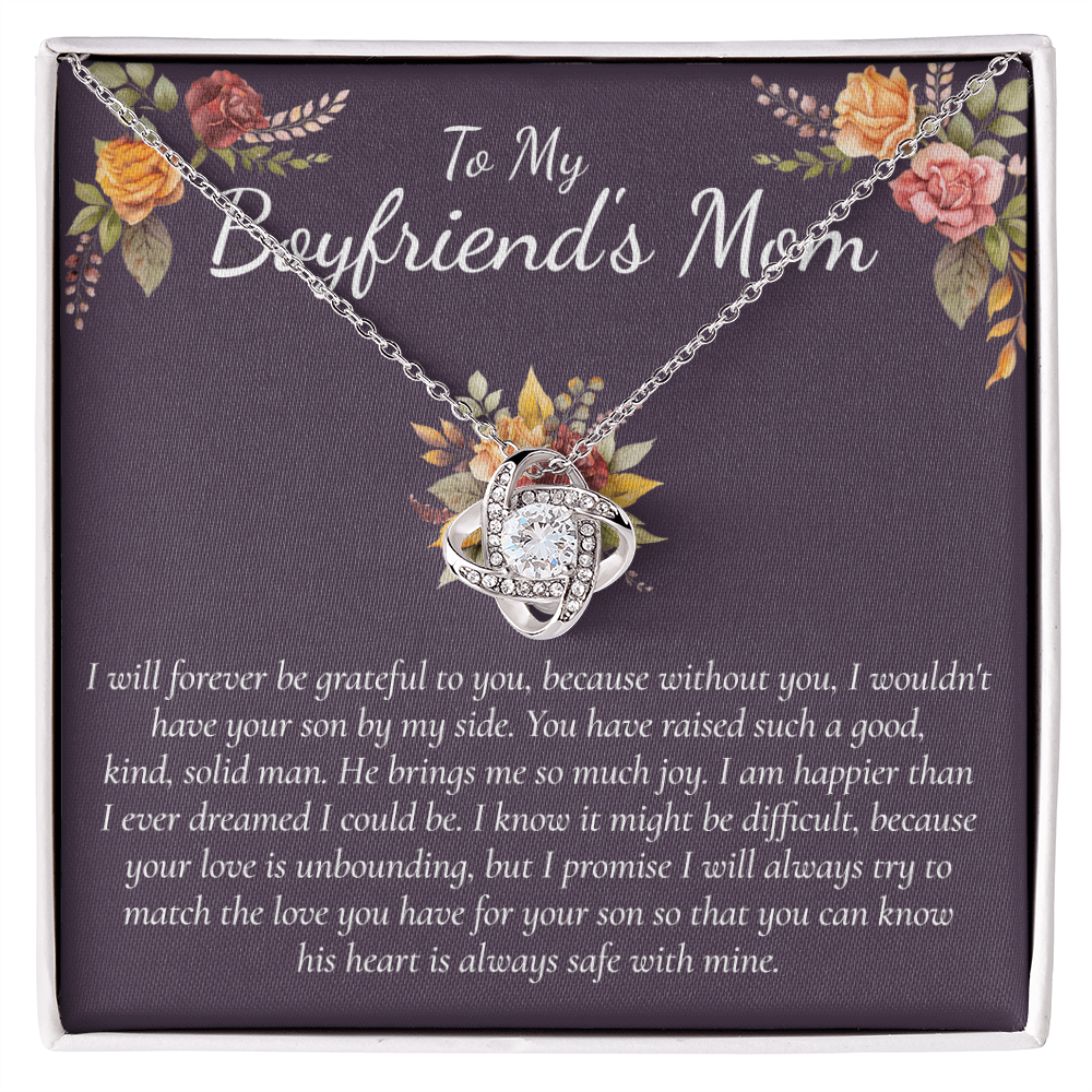 To My Boyfriends Mom Necklace From Girlfriend, Gifts Necklace for Boyfriend's Mom, Thank You Gift Necklace For Boyfriend's Mom, Boyfriends Mom Love Knot Necklace For Her, On Mothers Day, Christmas