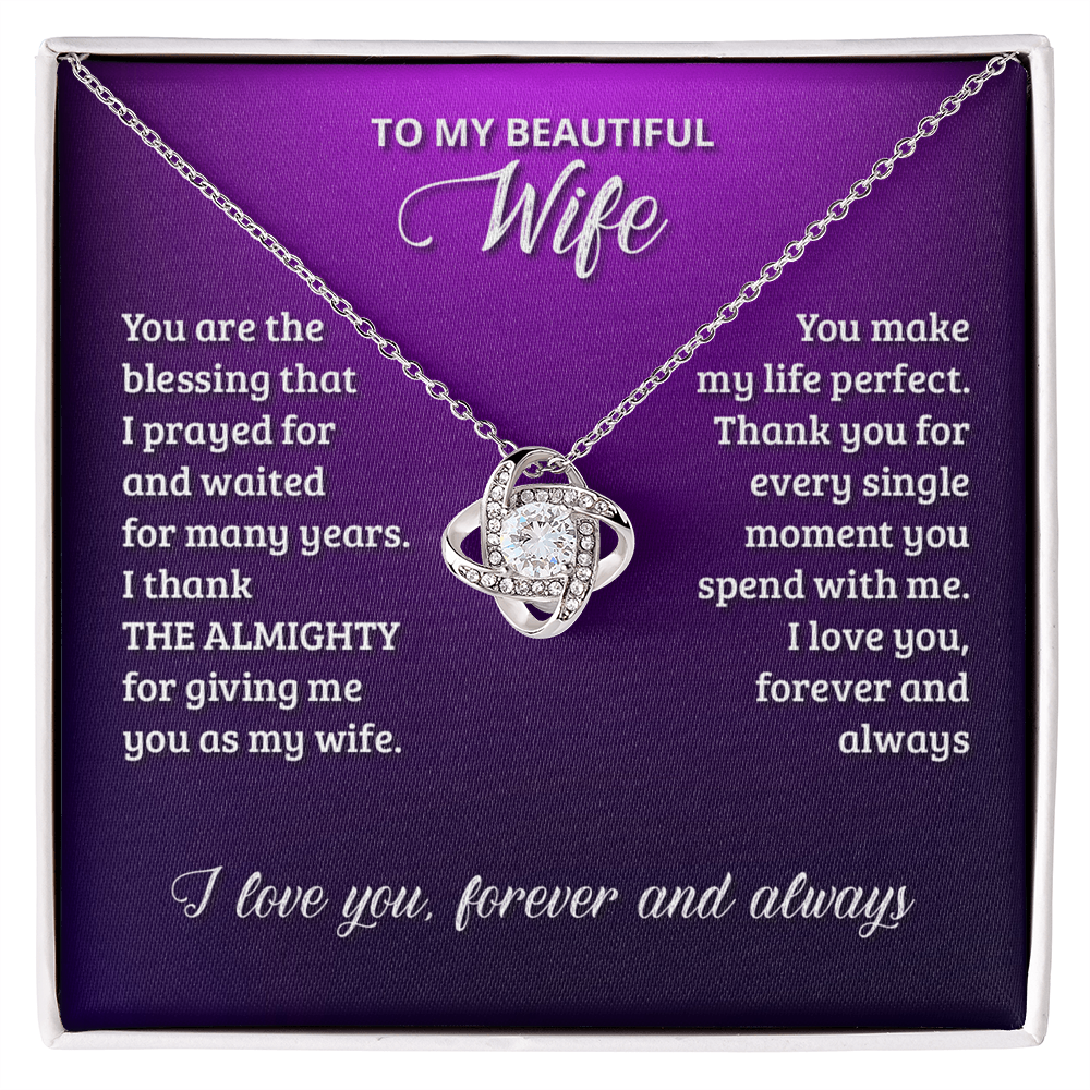 Beautiful Wife Gift Necklace, To My Wife Necklace From Husband, Wife Love Knot Necklace From Husband, Jewelry Gift For Women Badass Wife Gift Necklace, Soulmate Gift Necklace Gift From Men