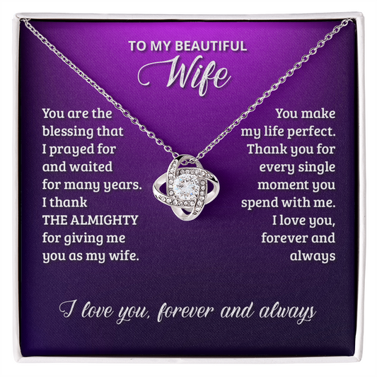 Beautiful Wife Gift Necklace, To My Wife Necklace From Husband, Wife Love Knot Necklace From Husband, Jewelry Gift For Women Badass Wife Gift Necklace, Soulmate Gift Necklace Gift From Men
