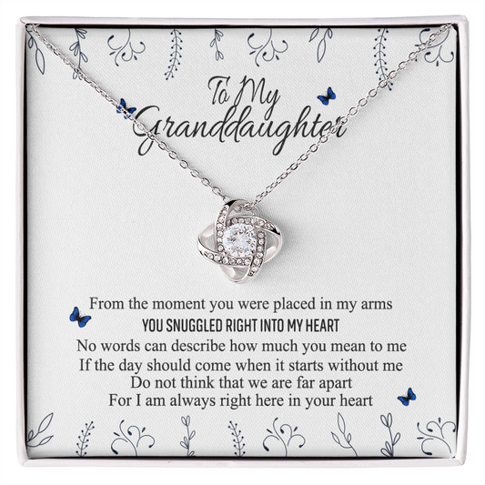 Love Knot Necklace Granddaughter Gifts From Grandma Grandpa - To My Granddaughter Necklace Card Message Gifts For Granddaughter With Inspirational Quotes, Jewelry Gift For Girls, Granddaughter Gift