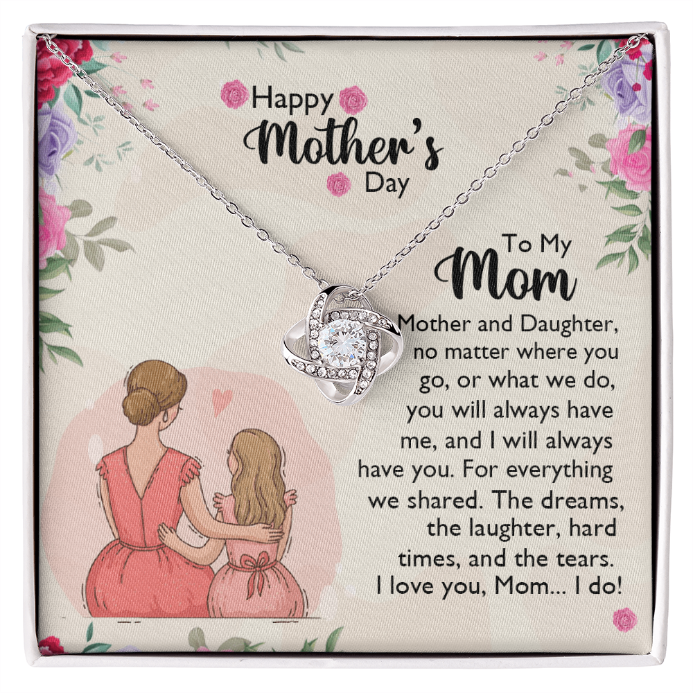 To My Mom Necklace From Daughter, Happy Mothers Day Necklace, Mom Love Knot Necklace From Daughter And Mother Jewelry Gift Mothers Day, No Matter Necklace Gift For Mom On Birthday Gift For Mom