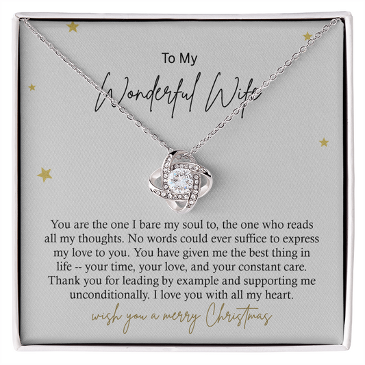 To My Wonderful Wife Necklace From Husband, Wish You A Merry Christmas Love Knot Necklace Gift For Wife Husband To Wife, Jewelry Gift For Women Wife Gift Necklace Soulmate Gift Pendant Necklace