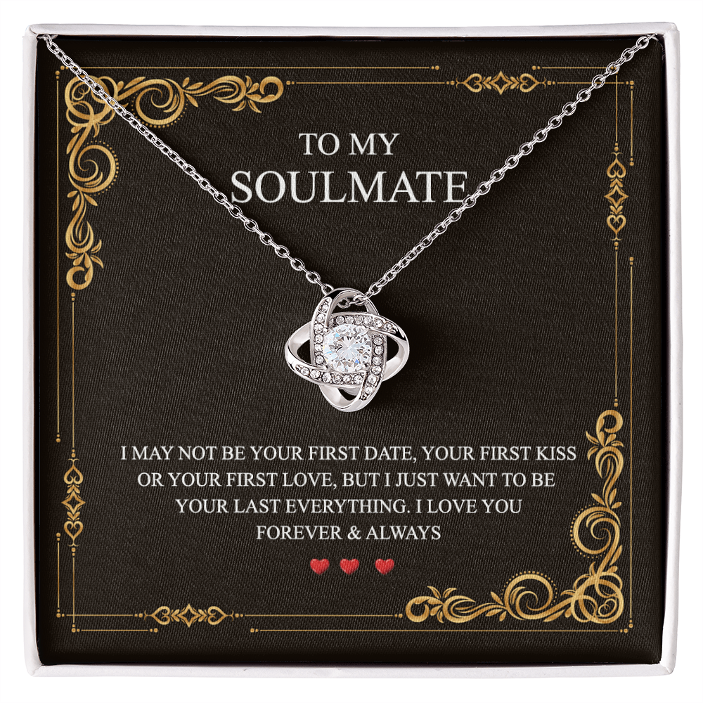 To My Soulmate Love Knot Necklace Gift From Husband To Wife, Girlfriend, Soulmate Gift Necklace On Valentines Day Anniversary, Christmas Necklace for Her Romantic, Jewelry Gift For Women