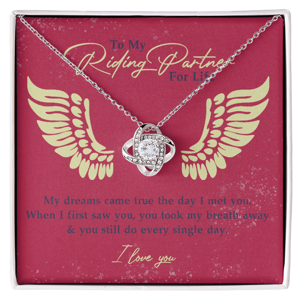 To My Riding Partner for Life Necklace From Husband, Boyfriend, Biker Wife Motorcycle Love Knot Necklace, Jewelry For Women Gift Necklace for Her Romantic Girlfriend Gift Necklace Message Card