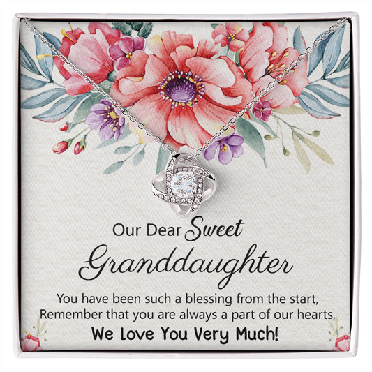 To Our Granddaughter Necklace from Grandma Grandpa, Love Knot Necklace Gift for Granddaughter, Necklace For Her, for Granddaughter Jewelry Gift For Girls On Birthday, Graduation Gift, Christmas