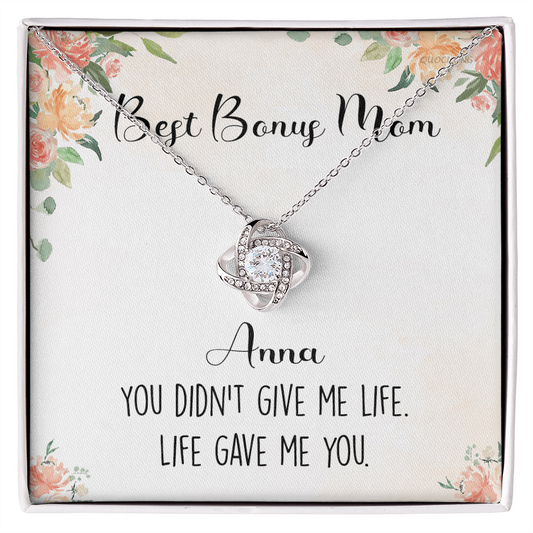 Personalized Necklace Gift For Bonus Mom, To The Best Bonus Mom Necklace From Bonus Daughter, Custom Name Card Necklace Gift For Bonus Mom, Jewelry For Women, Bonus Son Gift On Mothers Day, Birthday