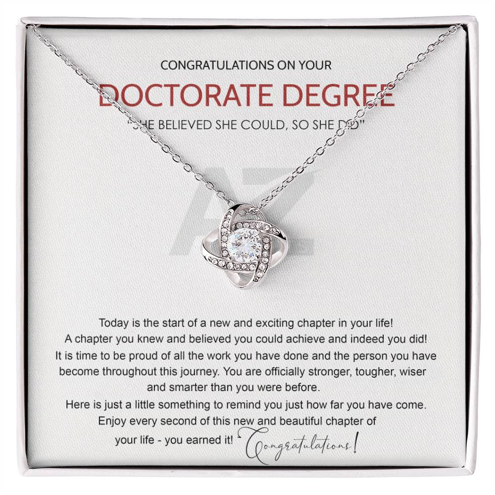 AZGifts Doctorate Degree Graduation Gift Necklace, PhD, Doctoral Graduation Gift, Graduating Doctorate Degree Graduation, With Message Card and Gift Box Necklace Love Knot Necklace chong hj
