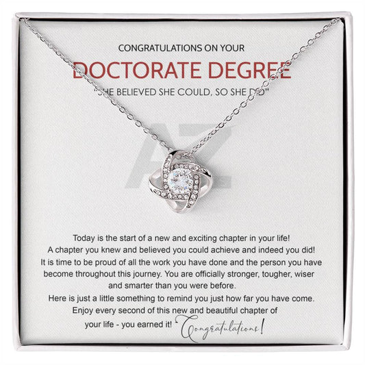 AZGifts Doctorate Degree Graduation Gift Necklace, PhD, Doctoral Graduation Gift, Graduating Doctorate Degree Graduation, With Message Card and Gift Box Necklace Love Knot Necklace chong hj