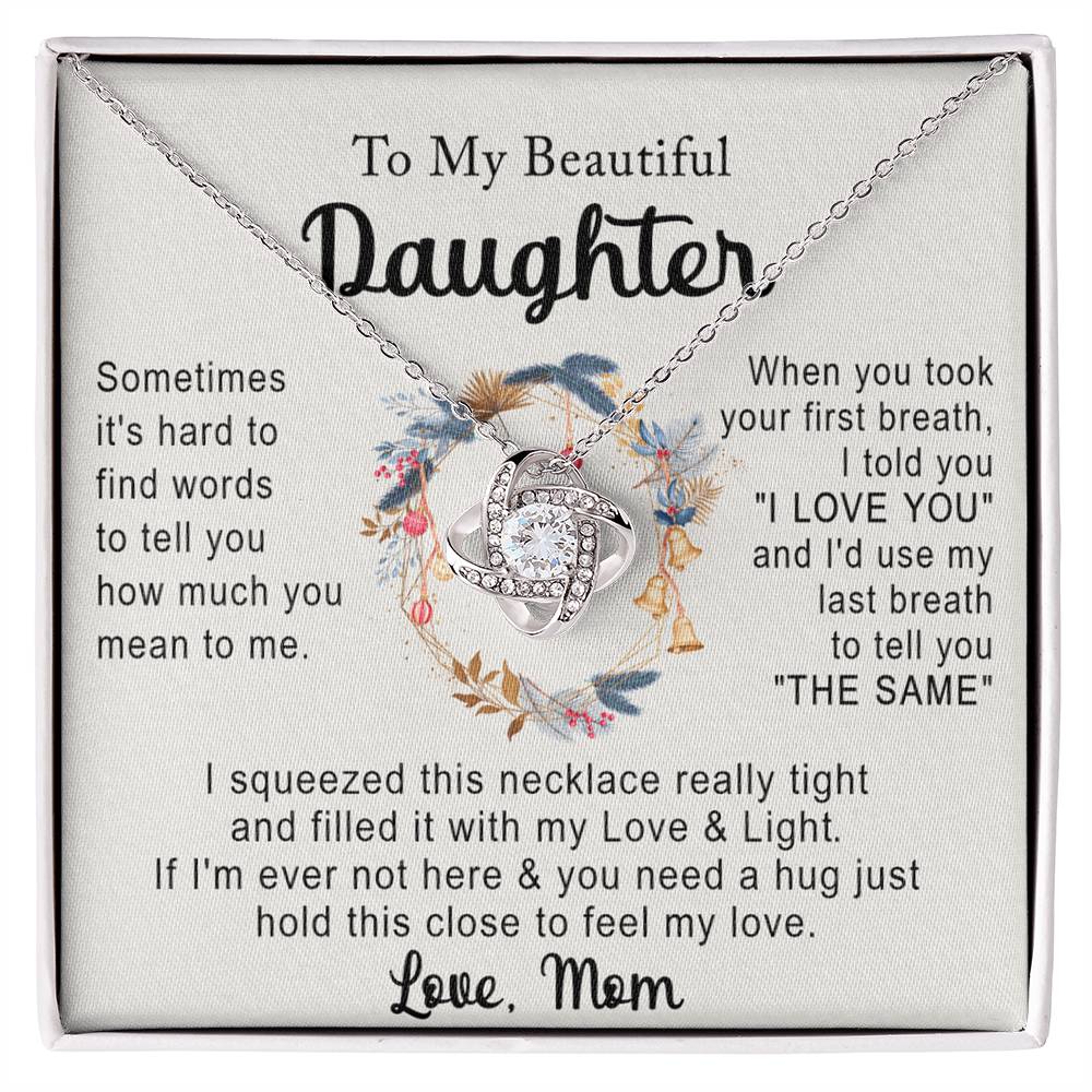 Personalized Necklace With Message Card And Box, Jewelry Custom Card For Daughter, To My Beautiful Daughter Necklace From Mom, Mother To Daughter Pendant From Mom Jewelry Gift For Girls