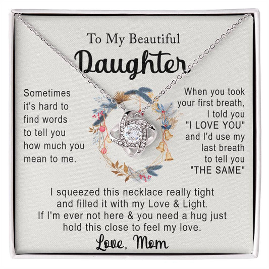Personalized Necklace With Message Card And Box, Jewelry Custom Card For Daughter, To My Beautiful Daughter Necklace From Mom, Mother To Daughter Pendant From Mom Jewelry Gift For Girls