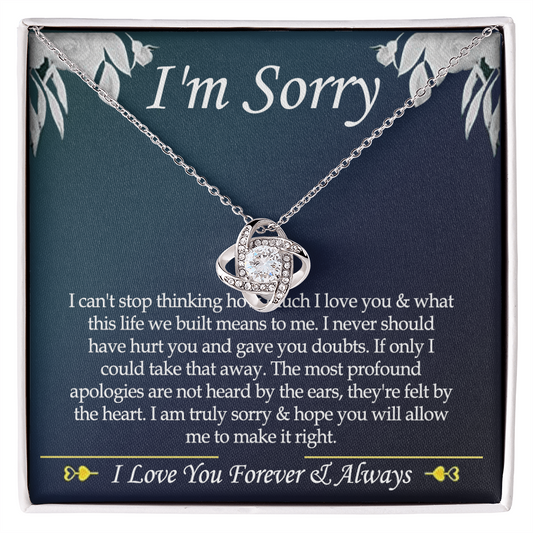 I'm Sorry Gift Necklace for Her Apology Gifts Necklace for Woman Sorry Gift Necklaces with Meaningful Message for Her Jewelry Sorry Gift Love Knot Necklace For Girlfriend Wife Soulmate Best Friend