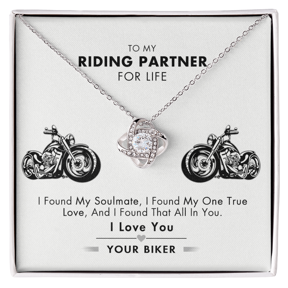 Customized Gift Necklace, To My Riding Partner For Life Necklace Gift From Husband Love Knot Necklace And Message Card Gift Box For Riding Partner For Life Jewelry Pendant Gift For Women Soulmate