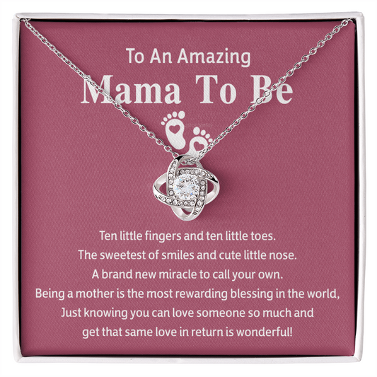 Mama To Be Gift Necklace, To An Amazing Mama To Be Necklace From Daughter, Mama To Be Love Knot Necklace, Wonderful Mom Gift Necklace From Daughter, Jewelry Gift For Women, Mama To Be Necklace Gift