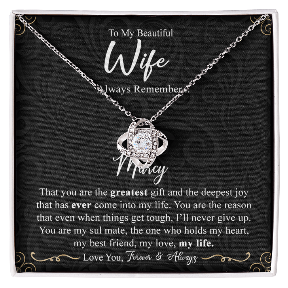 Personalized Necklace For Wife, To My Beautiful Wife Gift Necklace From Husband, Custom Name Necklace Gift For Wife, Always Remember Necklace Gift For Wife, Jewelry Gift For Women, Soulmate Gift
