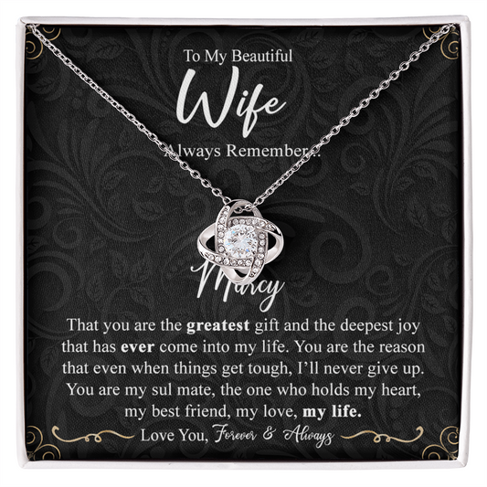 Personalized Necklace For Wife, To My Beautiful Wife Gift Necklace From Husband, Custom Name Necklace Gift For Wife, Always Remember Necklace Gift For Wife, Jewelry Gift For Women, Soulmate Gift