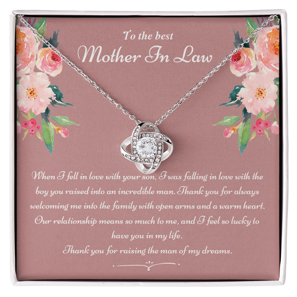 To The Best Mother In Law Gifts Love Knot Necklace, Mother's Day Necklace Gifts