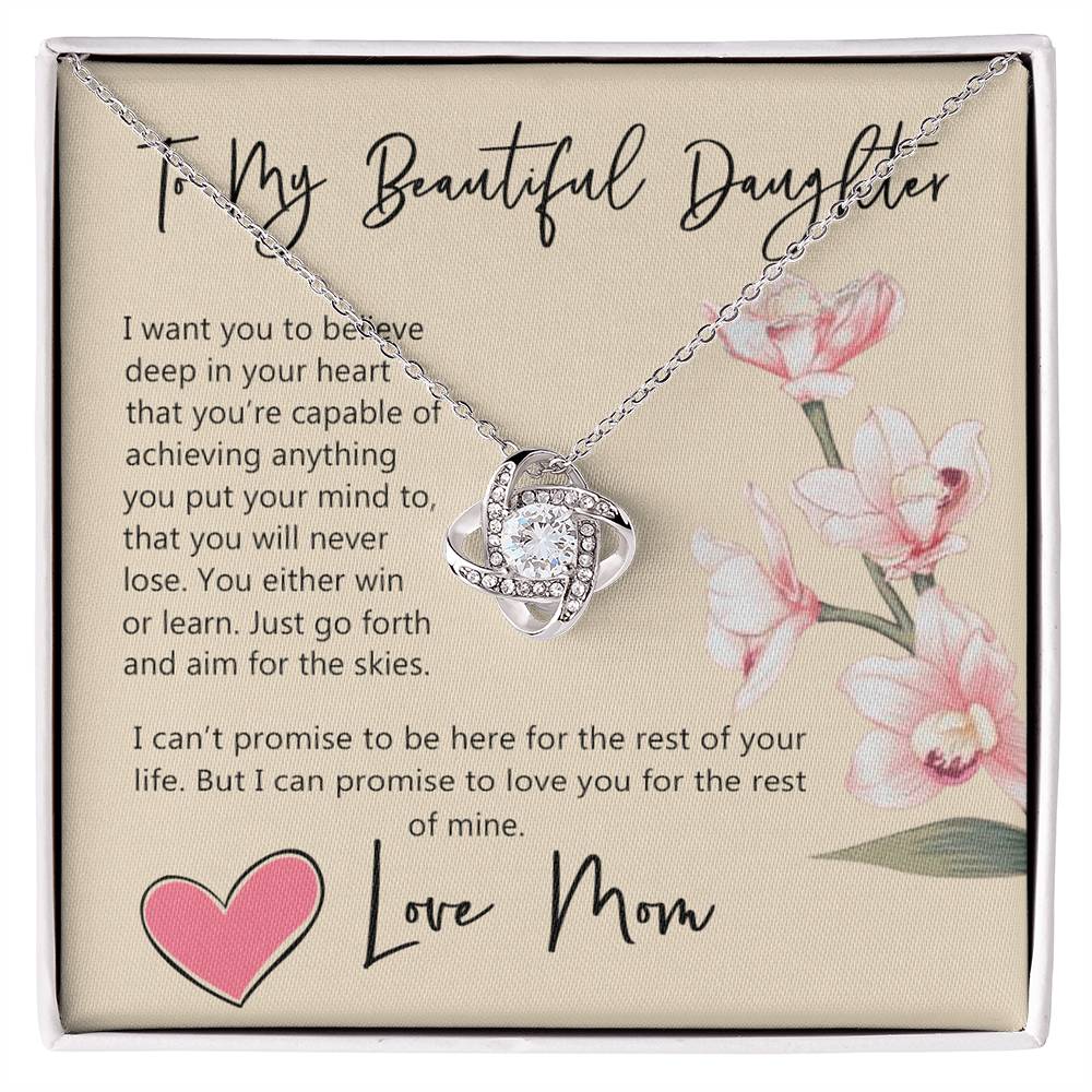 Daughter Gift Necklace, To My Beautiful Daughter Necklace From Mom, Mother, Necklace Jewelry For Daughter, Mother And Daughter Necklace Pendant Gift On Christmas, Anniversary Graduation Gift