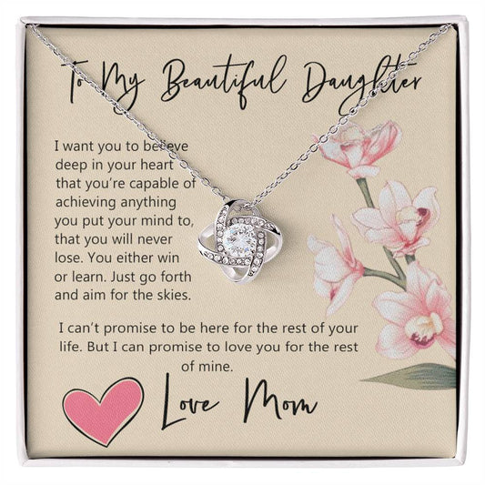 Daughter Gift Necklace, To My Beautiful Daughter Necklace From Mom, Mother, Necklace Jewelry For Daughter, Mother And Daughter Necklace Pendant Gift On Christmas, Anniversary Graduation Gift