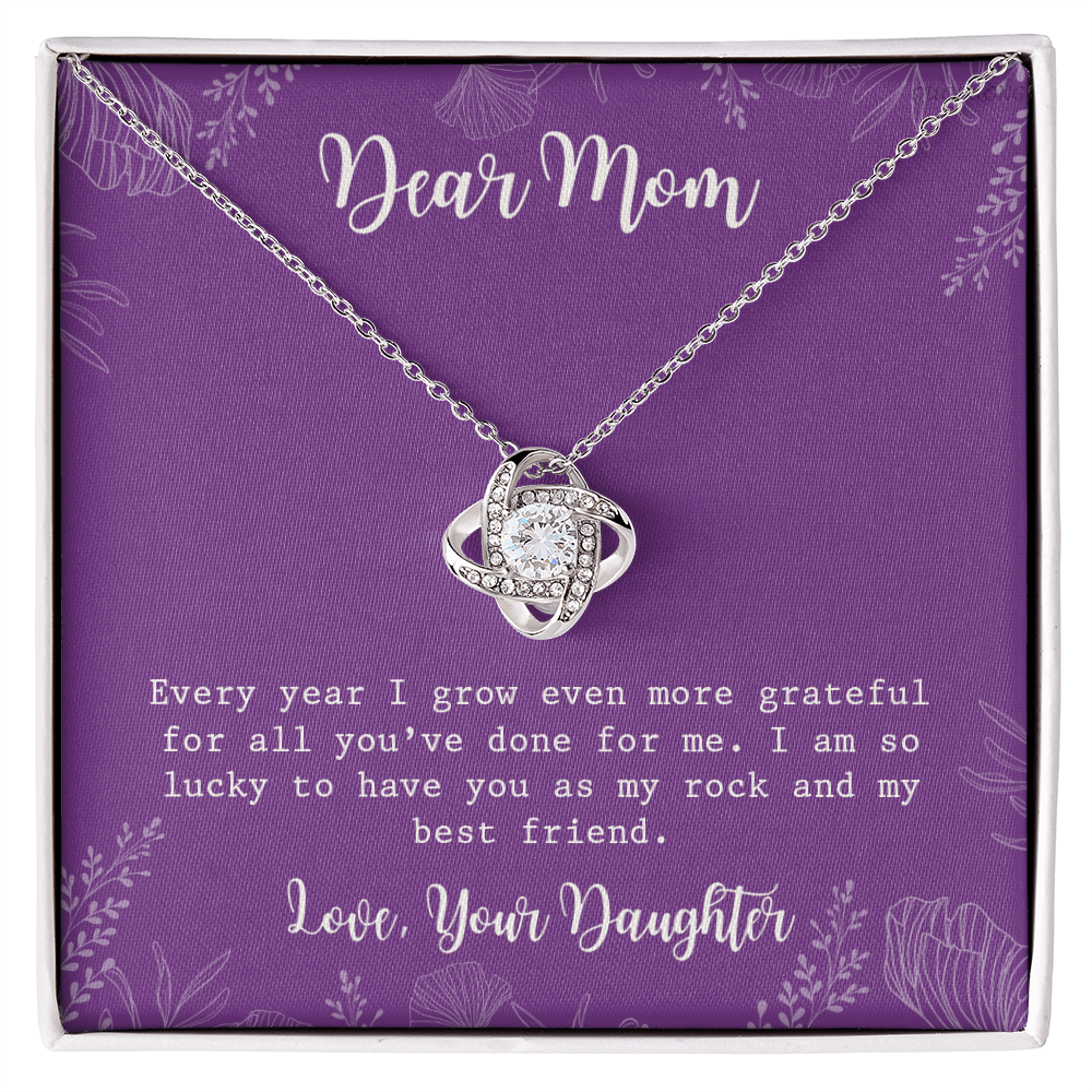 To My Mom Necklace From Daughter, My Best Friend Gift Necklace For Mom On Mothers Day, Birthday Gift Anniversary, Love Knot Pendant Gift For Her, Jewelry For Mom, Dear Mom Gifts Necklace