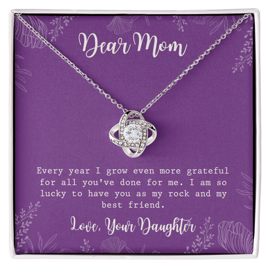 To My Mom Necklace From Daughter, My Best Friend Gift Necklace For Mom On Mothers Day, Birthday Gift Anniversary, Love Knot Pendant Gift For Her, Jewelry For Mom, Dear Mom Gifts Necklace