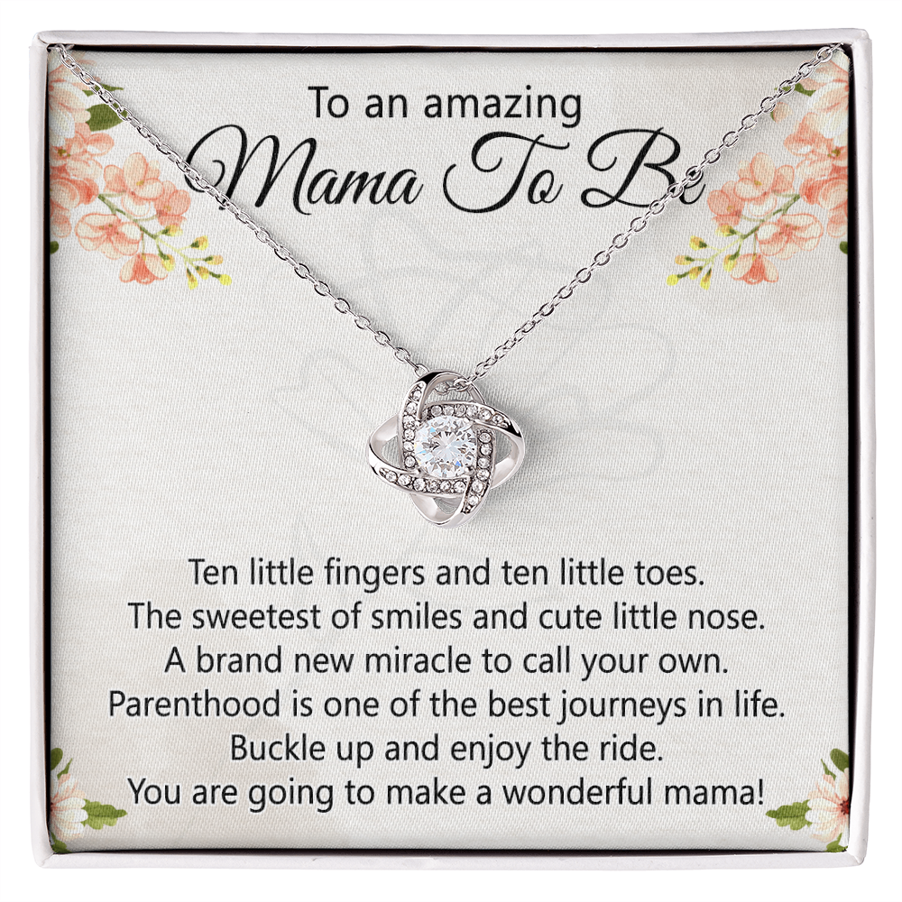 To An Amazing Mama To Be Necklace, New Mom Necklace, Mama To Be Love Knot Necklace Gift for New Mommy, Mother's Day Necklace Gift for New Mom New Mother Gift Necklace Pregnancy Gift for Mama Mommy
