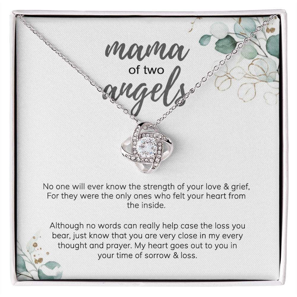 Mama Love Knot Necklace, Mama Of Two Angels Necklace From Daughter, Love And Grief Necklace Gift For Mom, Mother's Day Necklace Gift For Mom, Jewelry Gift For Mom From Daughter Gift Necklace To Mom