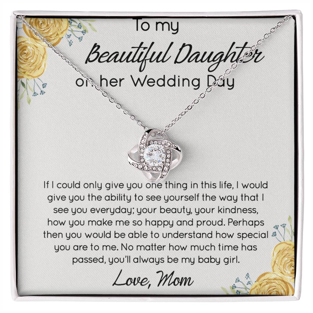 Personalized Gift Necklace For Daughter On Her Wedding Day, Jewelry For Daughter With Message Card And Box, To My Beautiful Daughter On Her Wedding Day Necklace From Mom, Mother To Daughter Gift