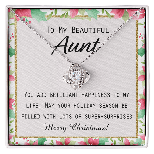 To My Beautiful Aunt Christmas Gift Forever Love Necklace Auntie Jewelry Gift For Girls And Box from Niece or Nephew Merry Christmas Gift for Aunt Jewelry For Girls