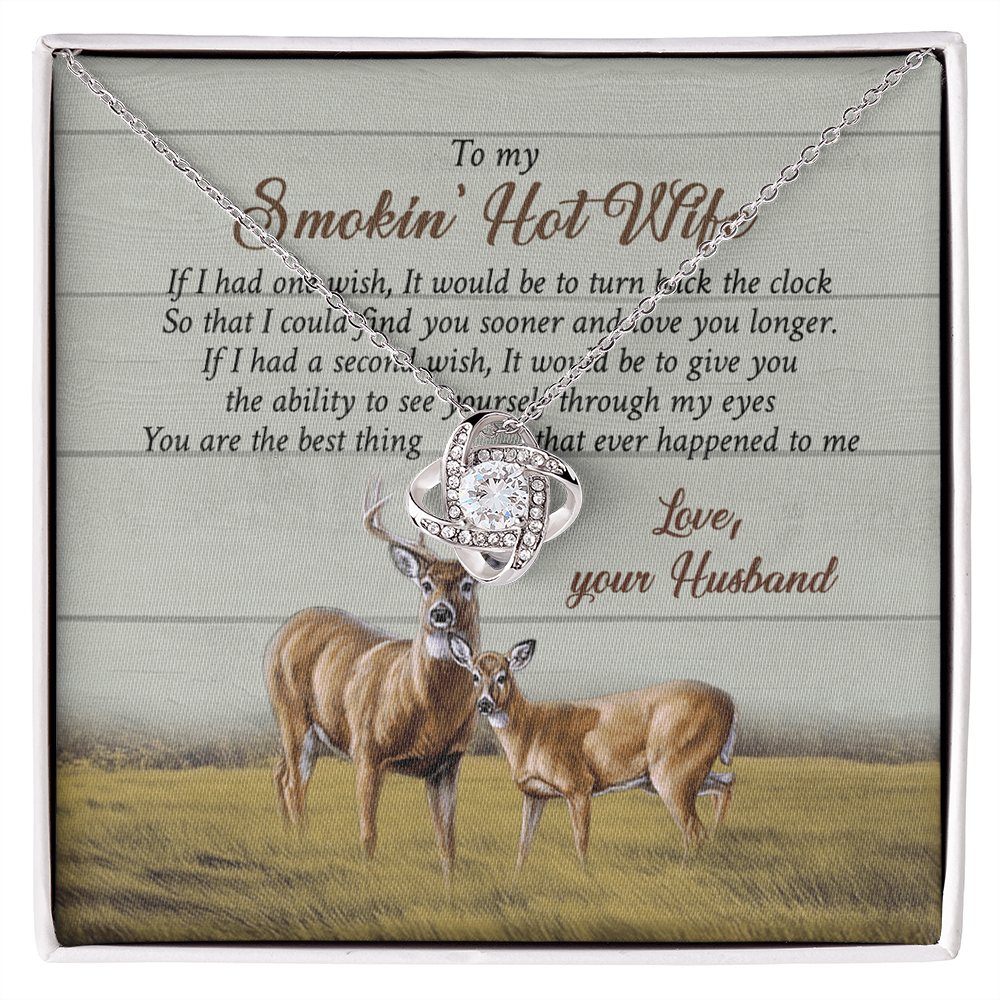 To My Smokin' Hot Wife Necklace From Husband, Love Your Husband Necklace Gift For Wife, Soulmate Gift Necklace Girlfriend Husband To Wife Love Knot Pendant Jewelry Gift For Women, Woman Necklace